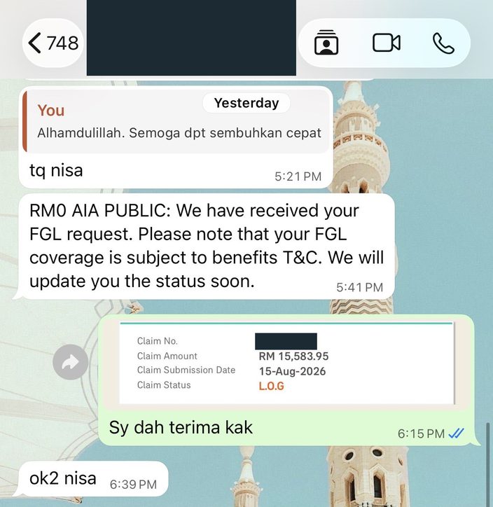 Surat Jaminan Hospital RM15,583.95